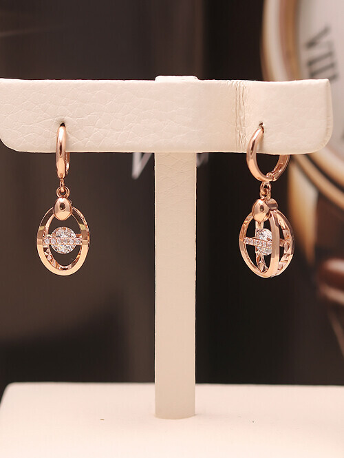 14K 18K 마크네타 큐빅 라운드 귀걸이