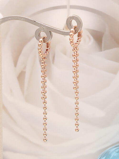 14K 18K 알리야 두줄 볼 드롭 귀걸이