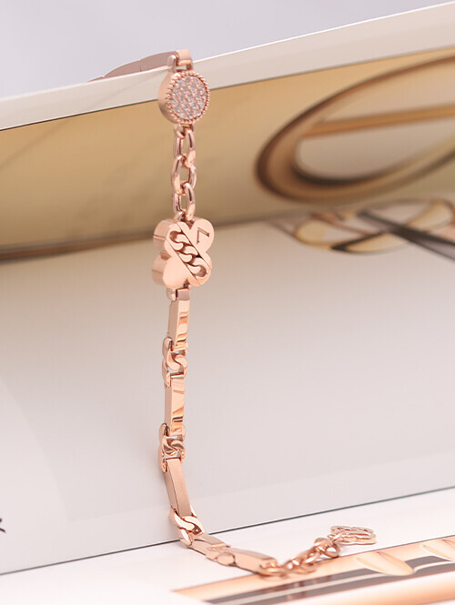 14K 18K 모디 네잎클로버 체인 스틱 팔찌