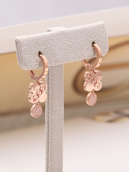 14K 18K 모디 네잎클로버 체인 귀걸이