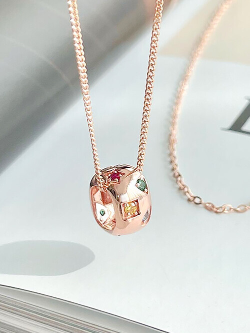 14K 18K 무지개 멀티큐빅 도형 펜던트 (체인별도상품)