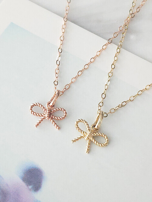 14K 18K 키치 로프 리본 목걸이