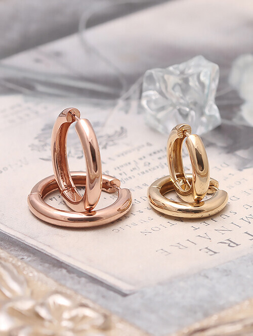 14K 18K 도톰 할로우 볼드링 귀걸이 (소/대사이즈)