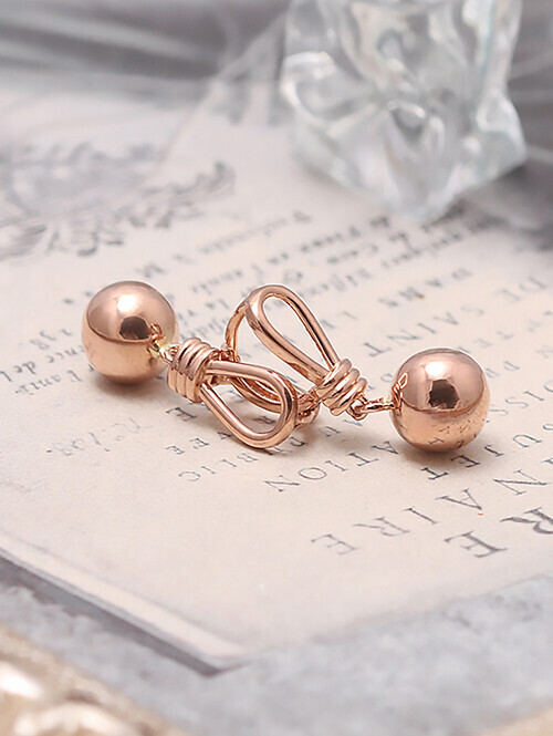 14K 18K 로프장식 볼 드롭 귀걸이