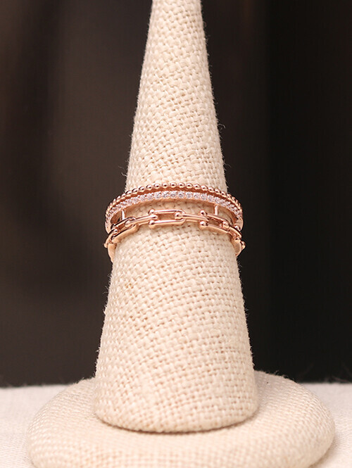 14K 18K 브리지스 두줄 클립볼 반지