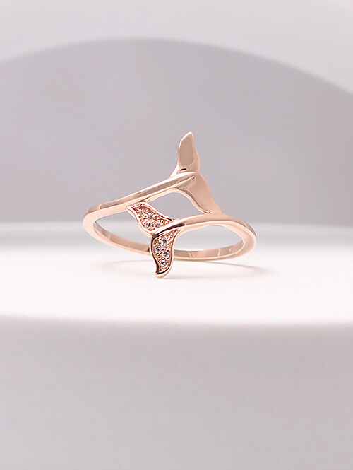 14K 18K 지밍 돌고래 꼬리 허그 반지