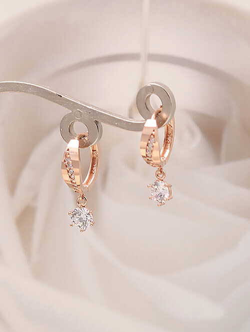 14K 18K 아덴 컷팅라인 큐빅 귀걸이