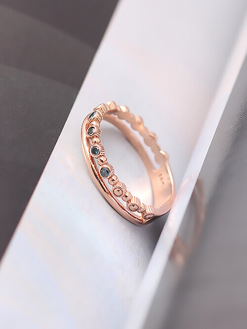 14K 18K 메이시 청쓰브다이아 두줄 반지