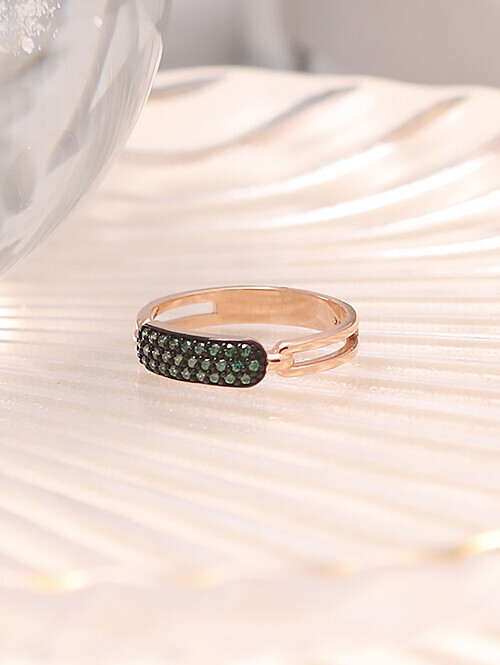 14K 18K 데날리 그린큐빅 라운드 반지