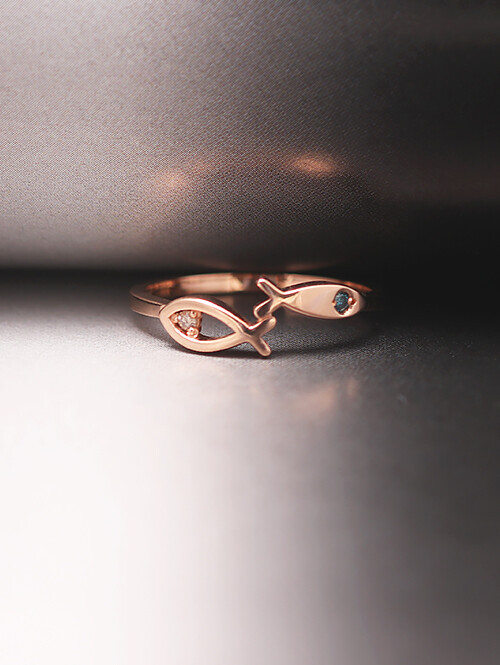 14K 18K 멜레 청&꼬냑다이아 피쉬 반지