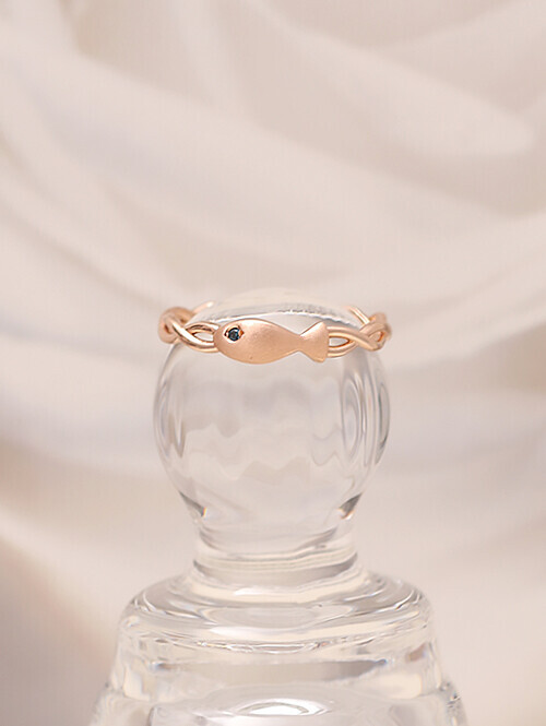 14K 18K 키라 물결 청큐빅 피쉬 반지