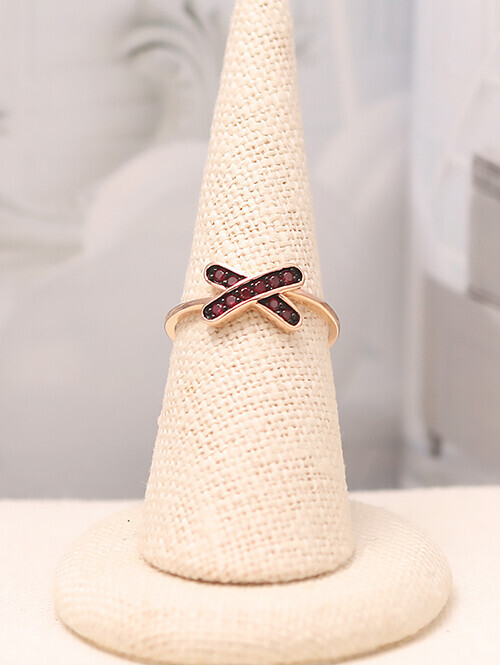 14K 18K 케너 블랙루비 크로스 반지