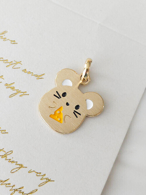 14K 18K 치즈마우스 쥐띠 베이비 미아방지 펜던트 (체인별도상품)