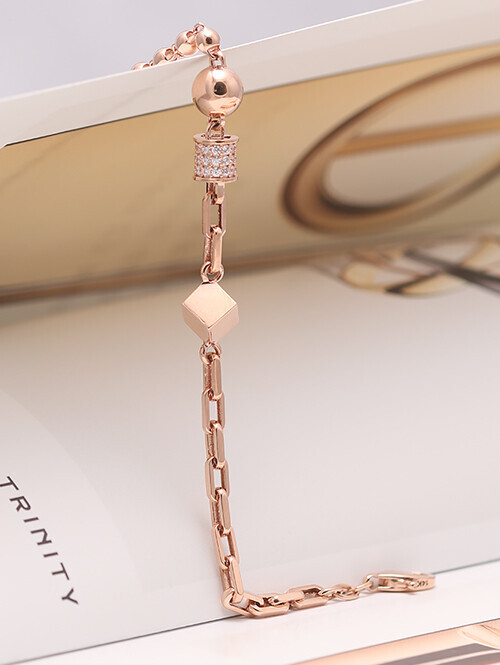 14K 18K 티엔나 큐브 볼 언발 도형팔찌