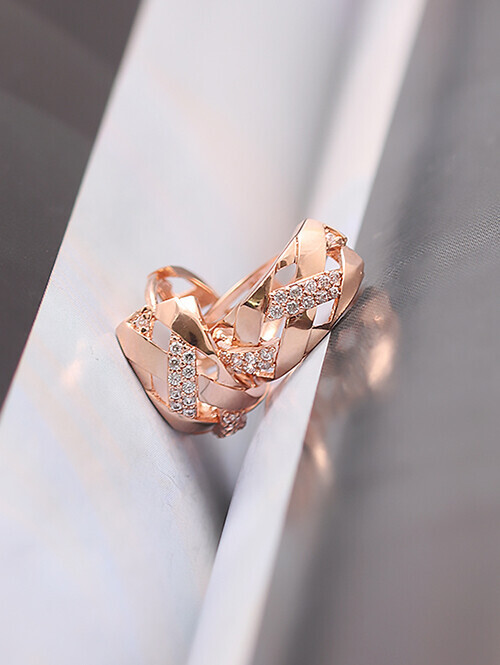 14K 18K 체크패턴 볼드링 귀걸이