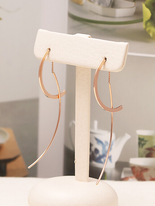 14K 18K 드리타 반원스틱 드롭 귀걸이