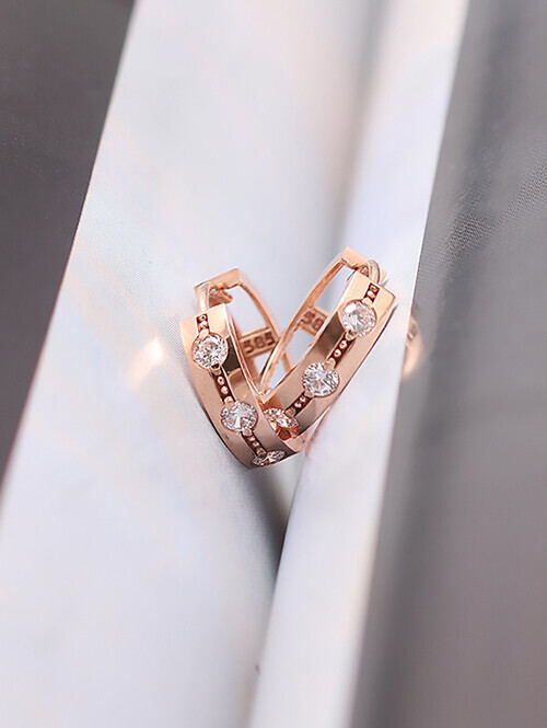 14K 18K 데브라 큐빅 볼드링 귀걸이