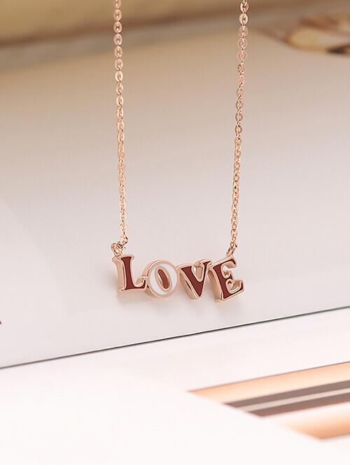 14K 18K 버건디 러브레터링 에폭시 목걸이