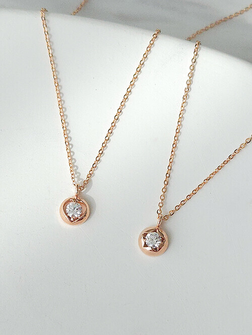 14K 18K 프릴 펀칭 써클 큐빅 목걸이 (1부다이아 변경가능)