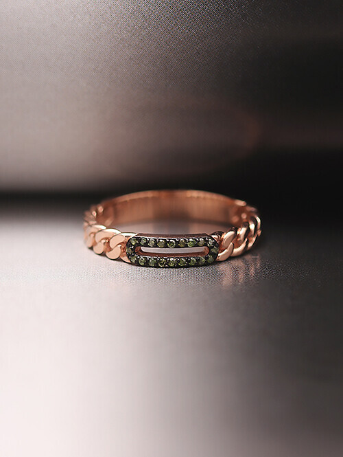 14K 18K 후아니 그린 쓰브다이아 클립체인 반지