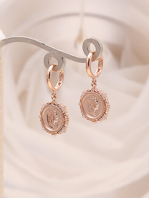 14K 18K 퀸 오브 코인 여왕귀걸이