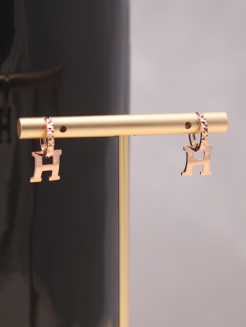 14K 18K 코머 H 컷팅링 귀걸이