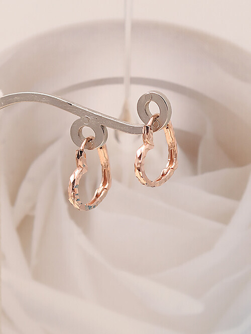 14K 18K 마리셀 컷팅 하트링 원터치 귀걸이