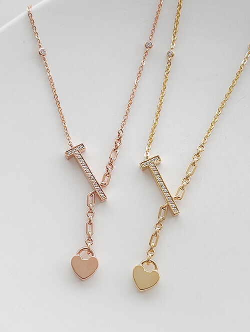 14K 18K 큐빅바 자물쇠 목걸이