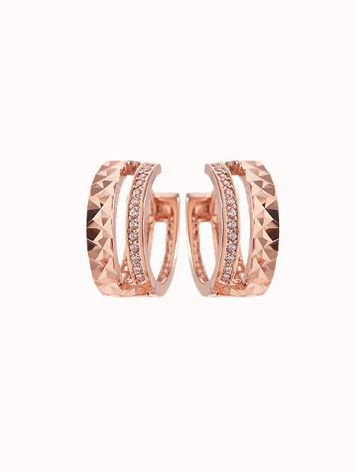 14K 18K 펠링 컷팅 두줄 링 귀걸이