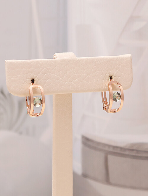 14K 18K 마리드 라운드 그린큐빅 귀걸이