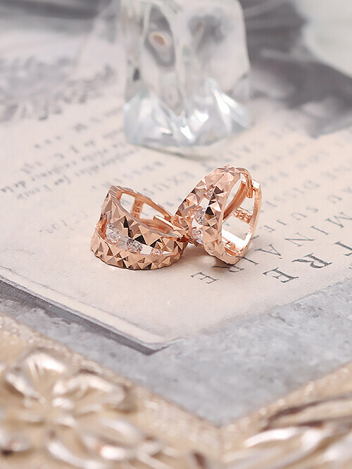 14K 18K 로이 더블컷팅 링귀걸이