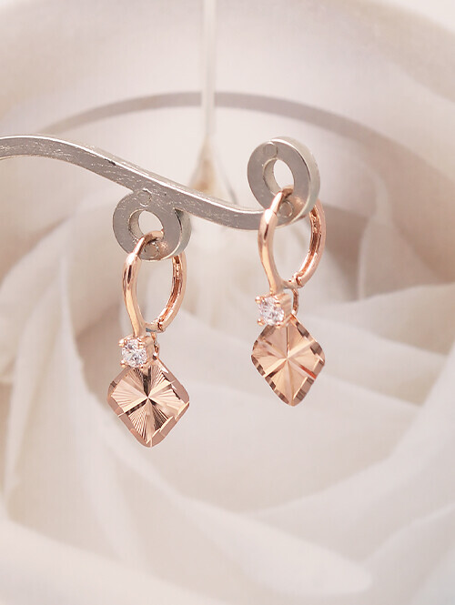 14K 18K 리브르 마름모 컷팅 귀걸이