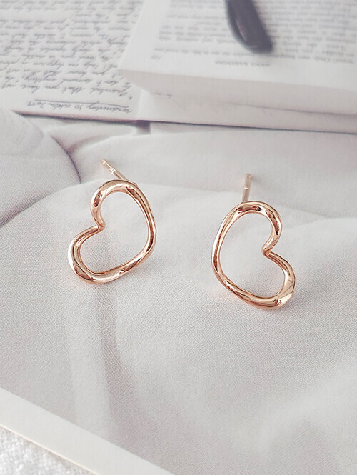 14K 럽 하트 귀걸이 (핀/침형)