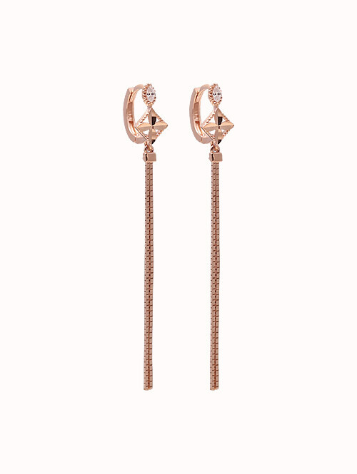 14K 18K 사이에드 박스줄 드롭 귀걸이