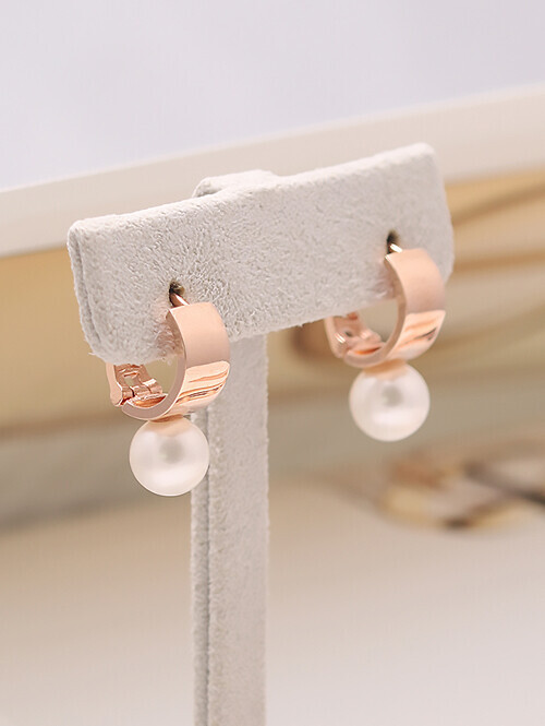 14K 18K 평민자 와이드링 담수진주 귀걸이