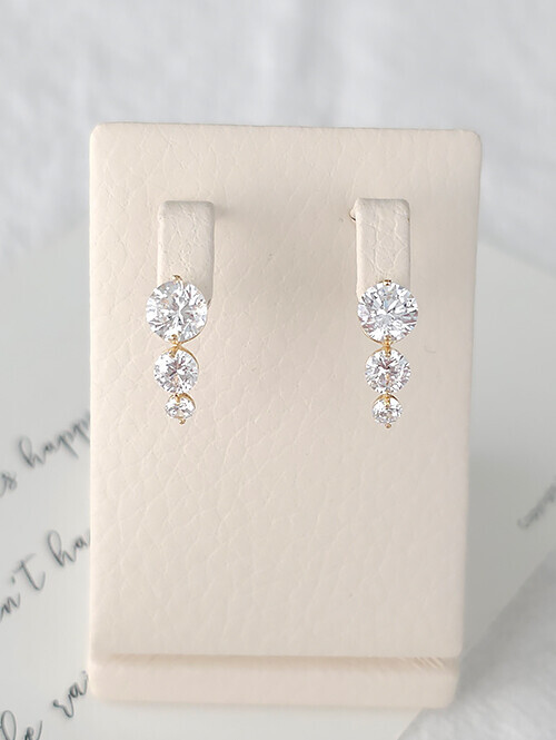 14K 미하벨 큐빅 귀걸이(핀/침형)