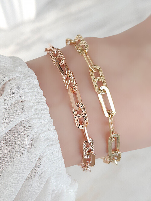 14K 18K 도나토 믹스클립 하트딸랑이 팔찌