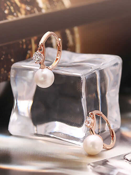 14K 18K 마빈스 큐빅딸랑 담수진주 귀걸이