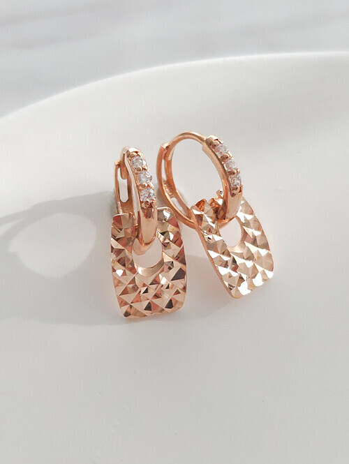 14K 18K 코티체 사각 컷팅 귀걸이