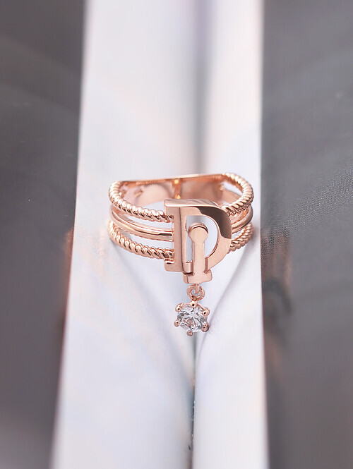 14K 18K 홀링 D 큐빅딸랑이 세줄 애끼링