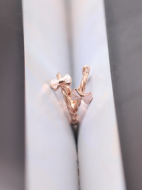 14K 18K 핑크에폭시 프린세스 리본 귀걸이