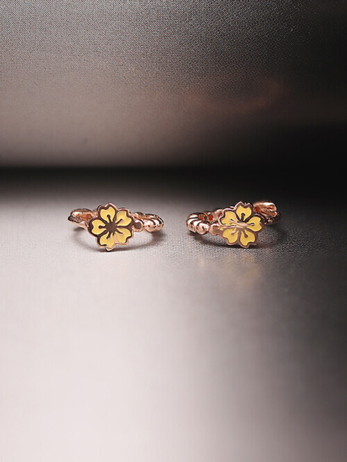 14K 18K 옐로우에폭시 메리골드 플라워 귀걸이