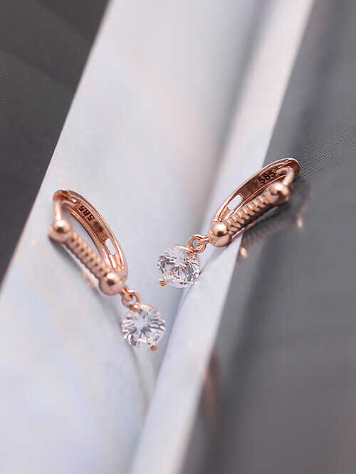 14K 18K 슈넛 로프스틱 큐빅 귀걸이