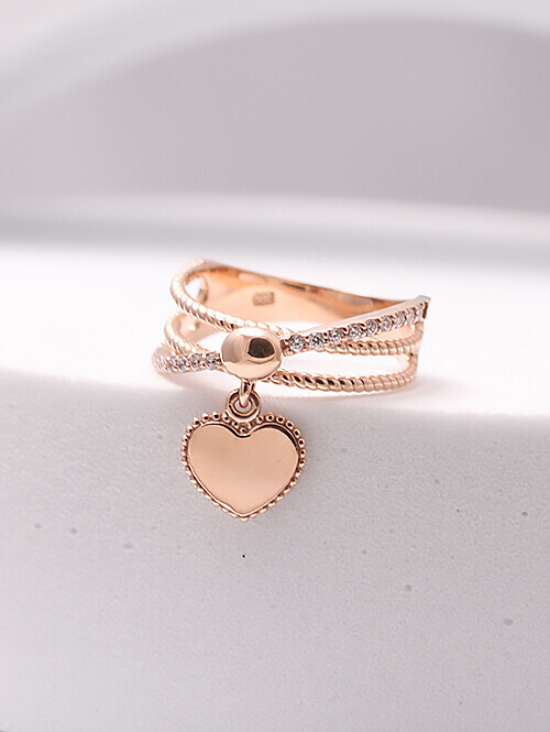 14K 18K 포트샤 세줄 하트딸랑이 애끼링