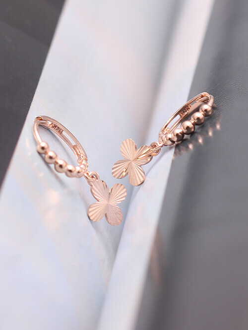 14K 18K 이리나 컷팅클로버 볼귀걸이