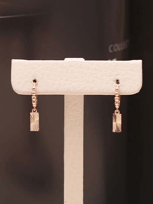 14K 18K 데몬드 컷팅 사각 볼귀걸이