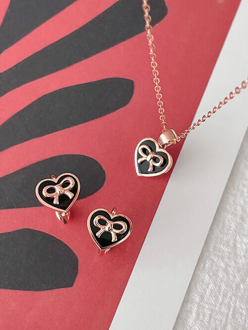 14K 18K 러블리유 하트에폭시 리본 펜던트 (체인별도상품)