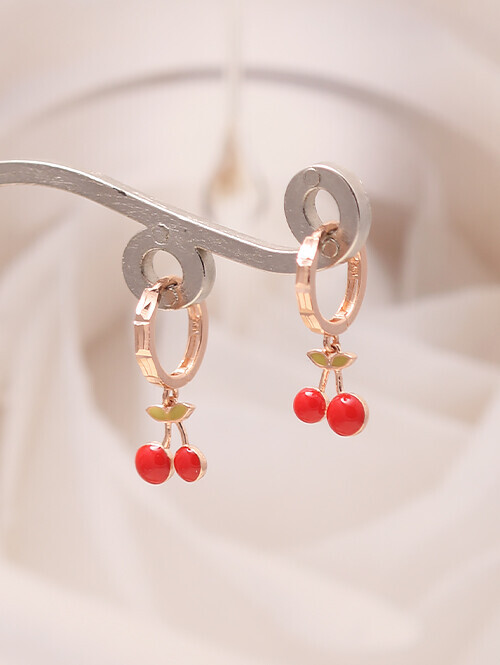 14K 18K 새콤 체리 에폭시 귀걸이
