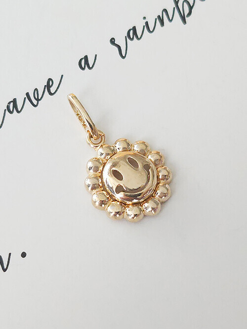 14K 해피썬 스마일 해바라기 펜던트