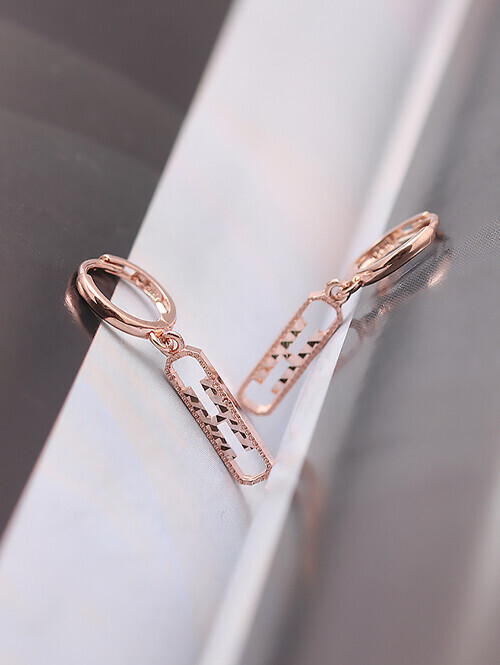 14K 18K 메들 클립H 스틱드롭 귀걸이